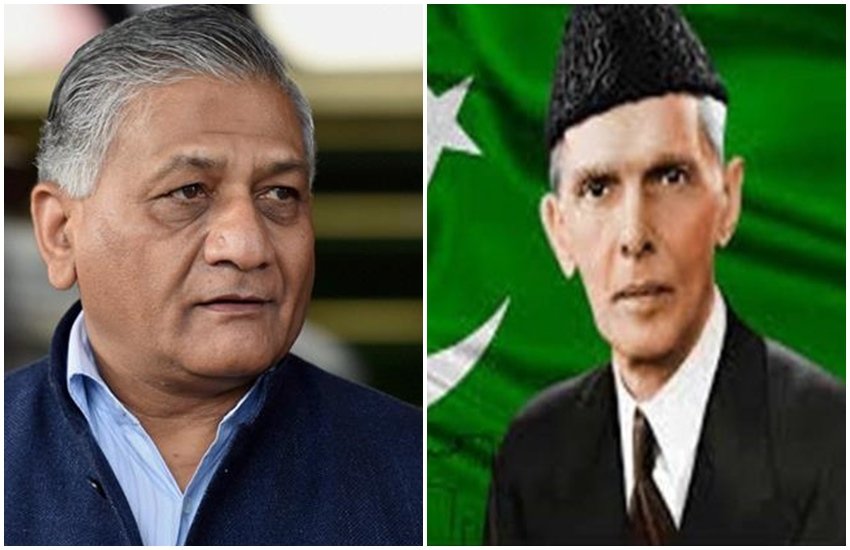 केंद्रीय मंत्री वीके सिंह और मोहम्मद अली जिन्ना (फोटो सोर्स- एक्सप्रेस फाइल फोटो/सोशल मीडिया)