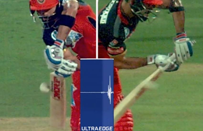 virat kohli edge, virat kohli out, mi vs rcb, ipl, ipl 2018