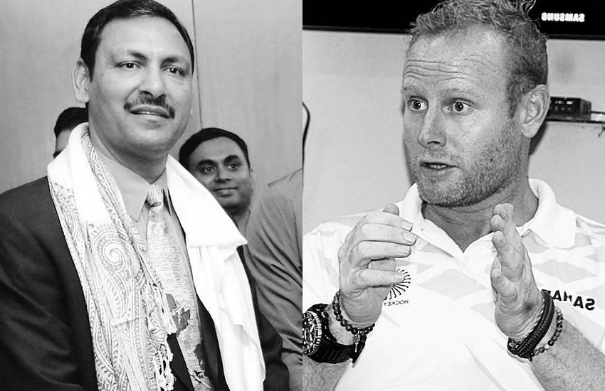 हरेंद्र सिंह (बाएं) और (दाएं) शोर्ड मारिन। रोलैंट ओल्टमेंस ने हटाए जाने के समय कहा था कि हम जैसे लोग समझते हैं कि हम सिस्टम को बदल सकते हैं। लेकिन भारत में सिस्टम को बदला जाना संभव नहीं है।