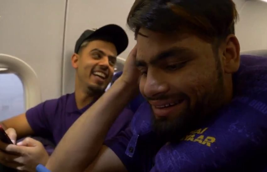 नीतीश राणा के साथ रिंकु सिंह। (फोटो सोर्स- स्क्रीनशॉट)