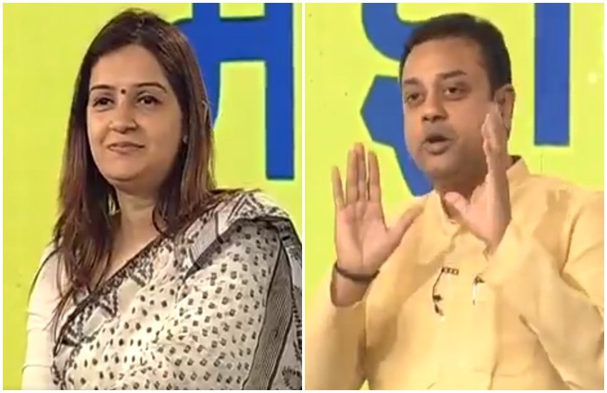 प्रियंका चतुर्वेदी और संबित पात्रा (फोटो सोर्स- वीडियो स्क्रीनशॉट)