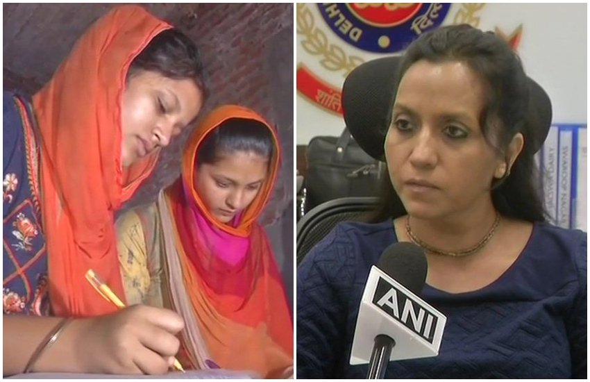 पीड़ित कश्मीरी परिवार (लेफ्ट) और दिल्ली की डीसीपी असलम खान (राइट) (फोटो सोर्स- एएनआई ट्विटर)