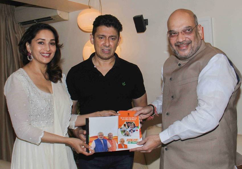 bjp leader amit shah, madhuri dixit, lata mageskar