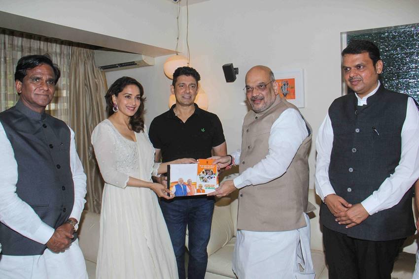 bjp leader amit shah, madhuri dixit, lata mageskar