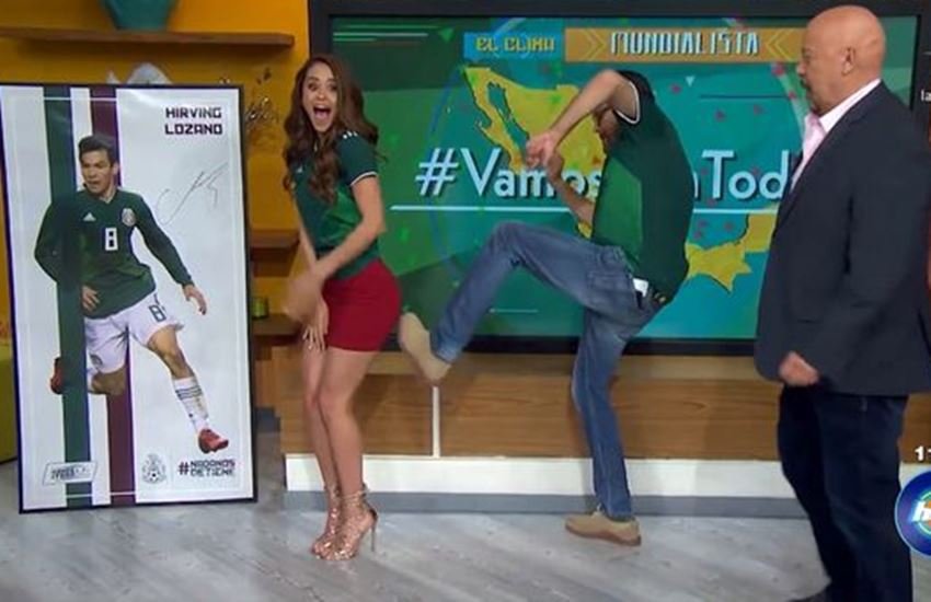 FIFA WC 2018, Yanet Garcia gets kicked during live tv show to bring good luck to Mexico in World Cup, FIFA WC, FIFA, Yanet Garcia, Yanet Garcia photo, Yanet Garcia show, Yanet Garcia gets kicked, football, sports news