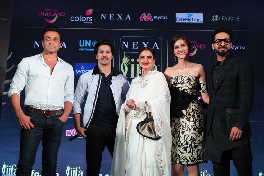 IIFA, IIFA 2018, Rekha, Bobby Deol, Varun Dhawan, Kriti Sanon, IIFA media event, IIFA photos, IIFA news, IIFA mumbai event photos, IIFA rekha