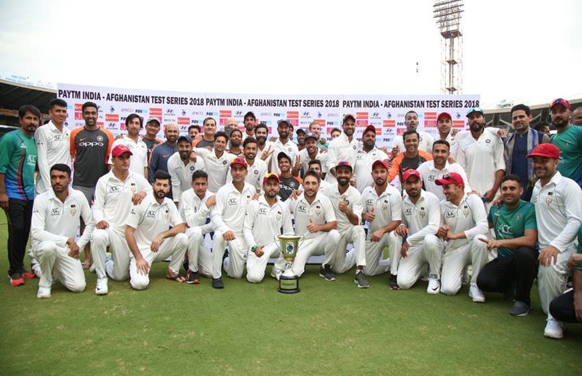 India vs Afghanistan 2018 Match: भारत ने अफगानिस्तान को पारी और 262 रन से हरा दिया। (ICC के द्वारा ट्वीट की गई फोटो)