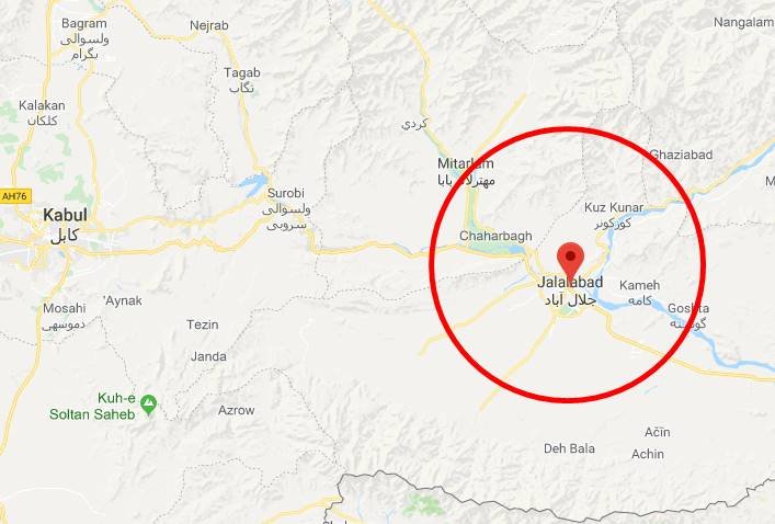 जलालाबाद शहर में आत्मघाती हमलावर ने सिखों से भरे वाहन को अपना निशाना बनाया था। (फोटोः गूगल मैप्स)