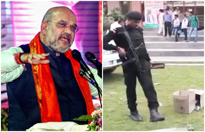 बनारस में कार के आगे कचरा देखकर भड़के थे बीजेपी अध्यक्ष अमित शाह, एनएसजी कमांडो ने हटाया कचरा (पीटीआई फोटो/वीडियो स्क्रीनशॉट)