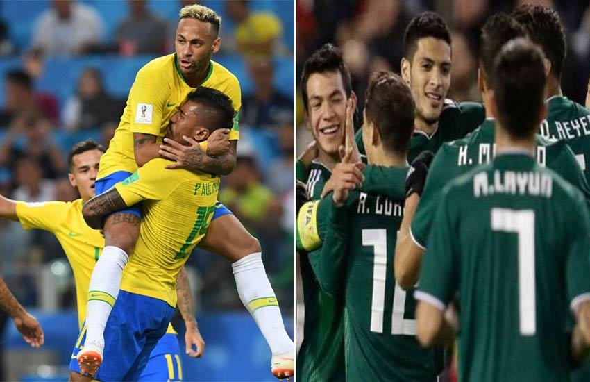 ब्राजील और मैक्सिको की टीमें। 