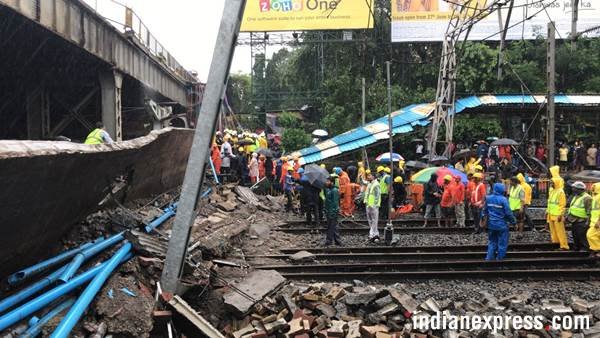 Andheri bridge collapse, Andheri foot overbridge collapse, Mumabi rain, Andheri road overbridge collapse, Andheri Station, foot overbridge collapse in Mumbai, foot overbridge collapse in Andheri,foot overbridge news, andheri news