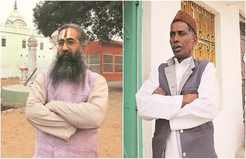 राम जन्मभूमि-बाबरी मस्जिद विवाद के मुद्दई महंथ दिनेंद्र दास और इकबाल अंसारी। (फोटो सोर्स: प्रवीण जैन, इंडियन एक्सप्रेस)