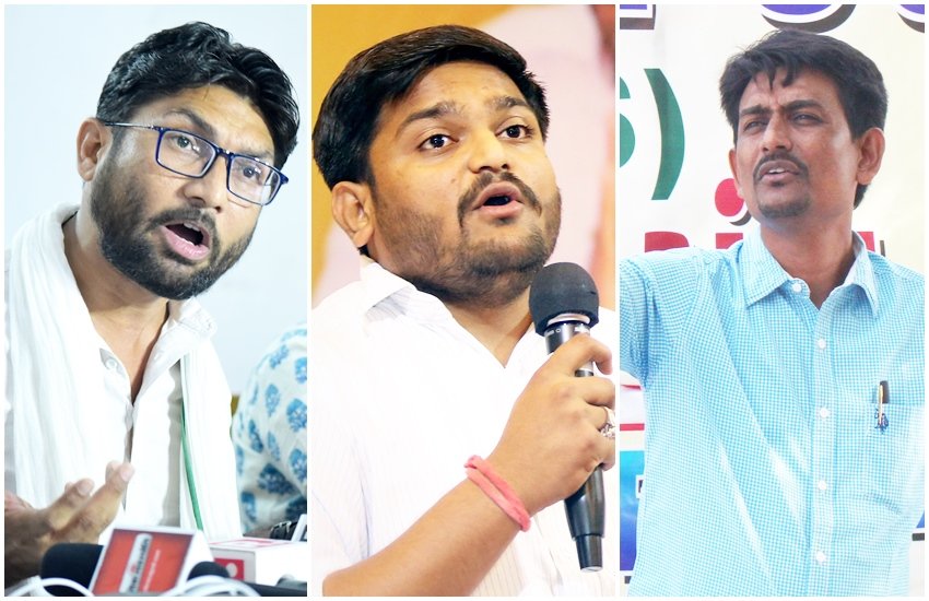 जिग्नेश मेवानी, हार्दिक पटेल और अल्पेश ठाकोर (एक्सप्रेस आर्काइव फोटो)