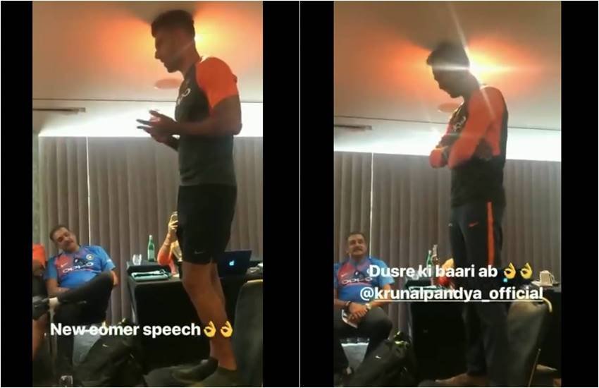 वीडियो में क्रुणाल पंड्या और दीपक चहर अपना इंट्रो देते दिख रहे हैं। (Photo: Video Screen Grab)