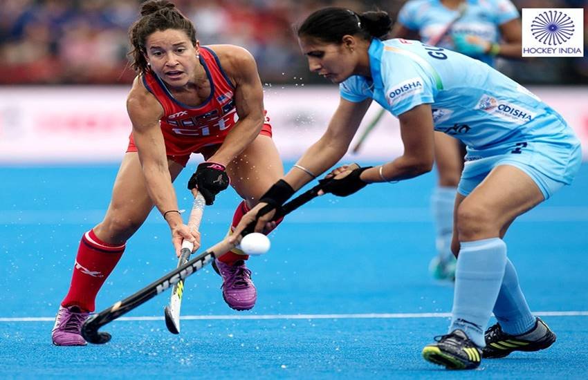Women's Hockey World Cup 2018, India vs USA Hocke: 31वें मिनट में मिले पांचवे पेनल्टी कॉर्नर को कप्तान रानी रामपाल ने गोल में बदलकर भारत को 1-1 की बराबरी पर ला दिया।(फोटो सोर्स- दूरदर्शन स्पोर्ट्स ट्विटर)