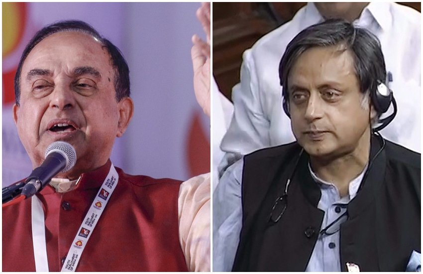 बीजेपी नेता सुब्रमण्यम स्वामी और कांग्रेस नेता शशि थरूर (फोटो सोर्स- पीटीआई)
