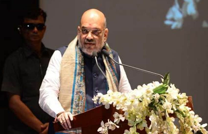 पटना के ज्ञान भवन में भाजपा अध्यक्ष अमित शाह (Pic credit- Video grab)