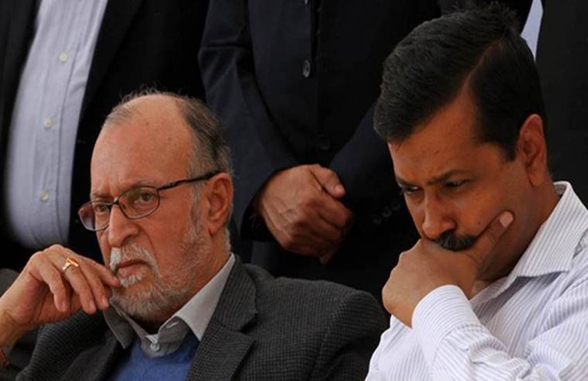 एलजी अनिल बैजल और दिल्ली के सीएम अरविंद केजरीवाल।(Express photo by Renuka Puri/File)
