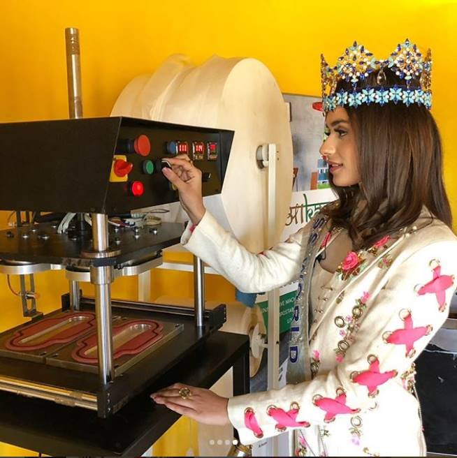 rolene, manushi chhillar, manushi chillar latest photos, manushi chillar manufacturing pads, manushi chhillar promoting sanitary pads,
