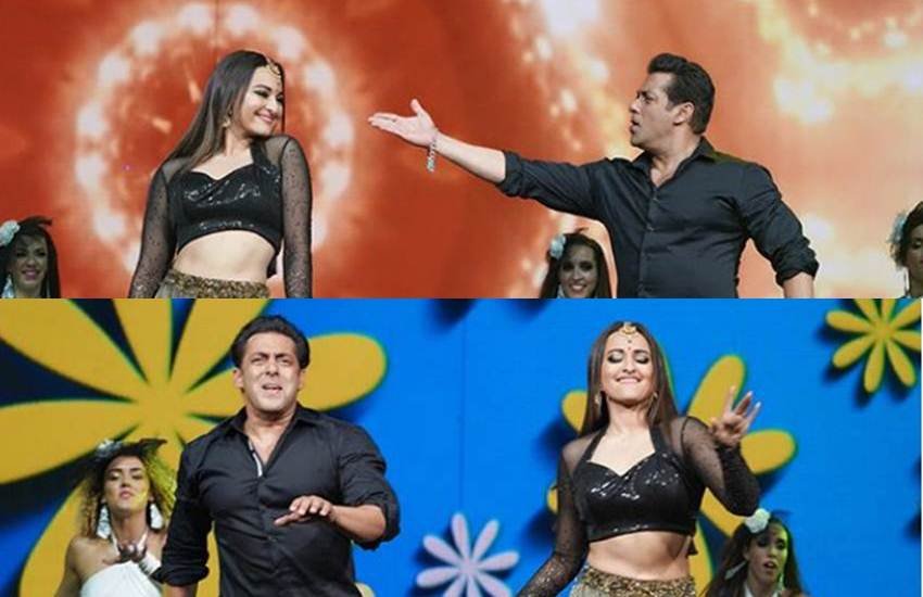 salman khan, sonakshi sinha, salman khan and sonakshi sinha, dance performence, dance performence photos, viral on social media, jansatta, entertainment news