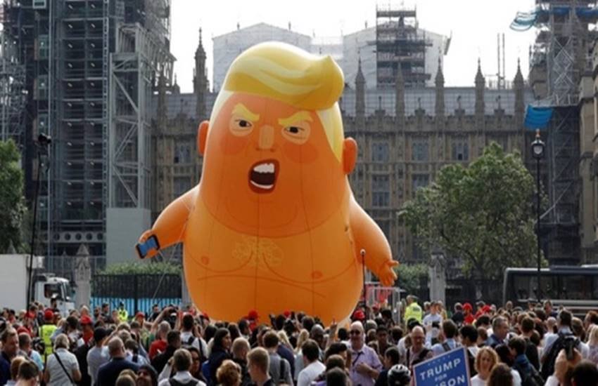 donald trump, usa, london, trump baby, blimp, trump uk visit, trump baby balloon, world cup, viral news