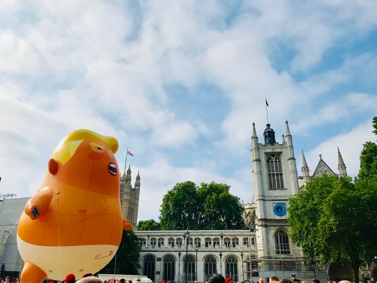 donald trump, usa, london, trump baby, blimp, trump uk visit, trump baby balloon, world cup, viral news