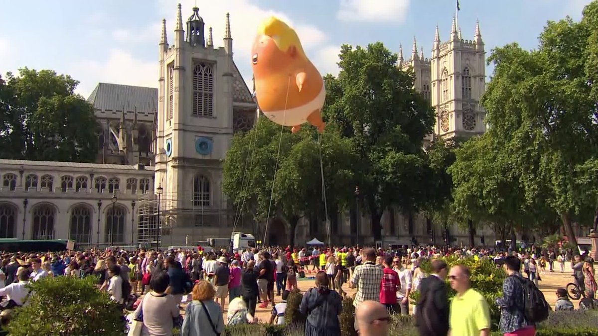 donald trump, usa, london, trump baby, blimp, trump uk visit, trump baby balloon, world cup, viral news