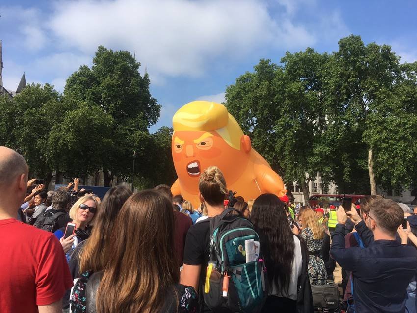 donald trump, usa, london, trump baby, blimp, trump uk visit, trump baby balloon, world cup, viral news