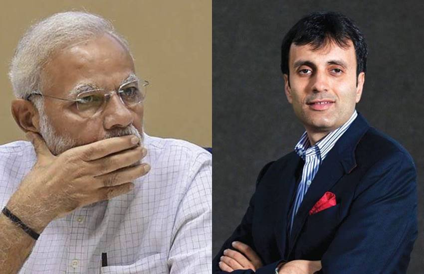 पीएम मोदी और अर्थशास्त्री रुचिर शर्मा की फाइल फोटो। (Image Source: 
PTI और Facebook/OPEN magazine, India)