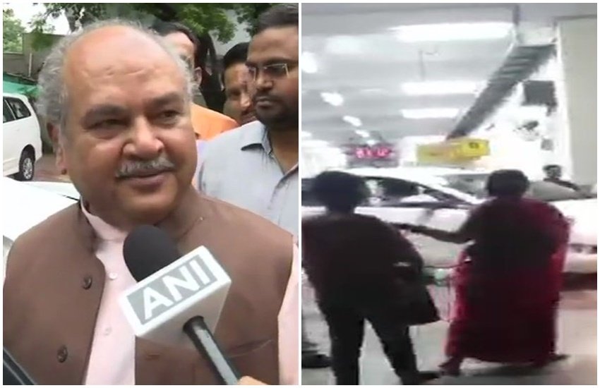 केंद्रीय मंत्री नरेंद्र तोमर ने रेलवे प्लेटफार्म पर कार चढ़ाए जाने के मामले पर सफाई दी। (Photo: ANI)