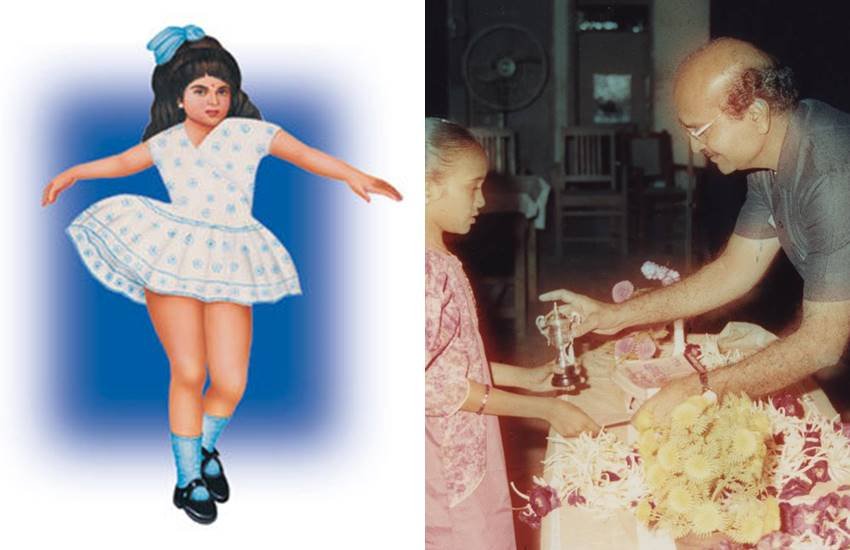 दूसरी तस्वीर 2008 की है। निरमा फाउंडेशन ट्रस्ट की ओर से करसनभाई पटेल एक मेधावी स्कूली बच्ची को पुरस्कार देते हुए। (एक्सप्रेस आर्काइव फोटो)