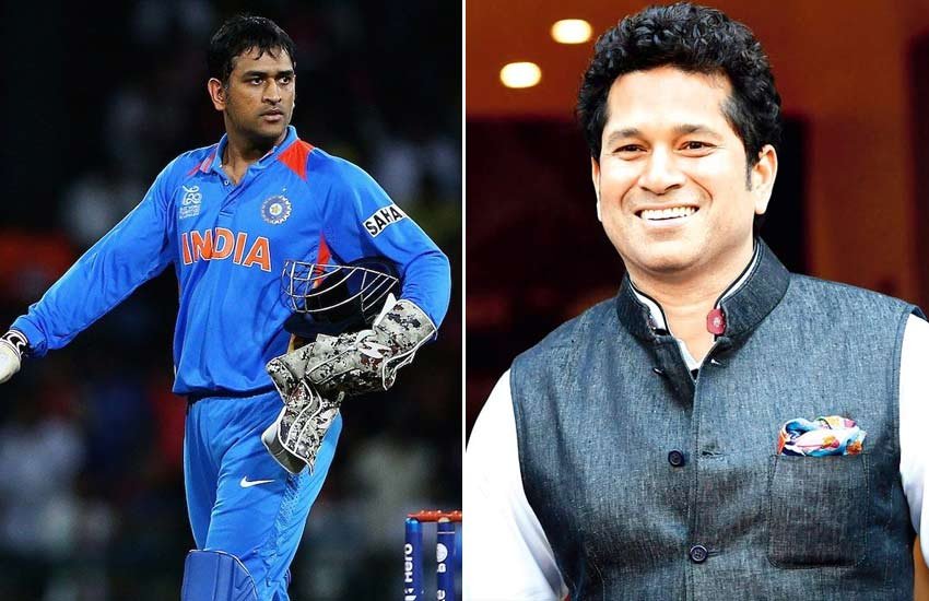 महेंद्र सिंह धोनी और सचिन तेंदुलकर।