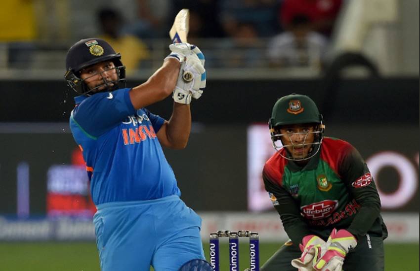 रोहित शर्मा और युजवेंद्र चहल। (Photo Courtesy: ICC)