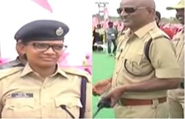 DCP Father, Salute, SP Daughter, Father, Ch R Umamaheswara Sarma, Deputy Commissioner of Police, Malkajgiri, Rachakonda, Daughter, Sindhu Sarma, SP, Superintendent of Police, Jagityal District, Duty, Salute, Pragati Nivedana Vedika, TRS Public Meeting, Telangana State Police, Telangana Rashtra Samithi, Peddapalli District, Hyderabad, Telangana, State News, Hindi News