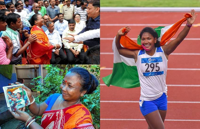 एशियन गेम्स 2018 में हेप्टाथलान में भारत को पहला गोल्ड मेडल जितानी वाली स्वप्ना बर्मन को सांसद ने घर ऑफर किया है। (फोटो- पीटीआई )