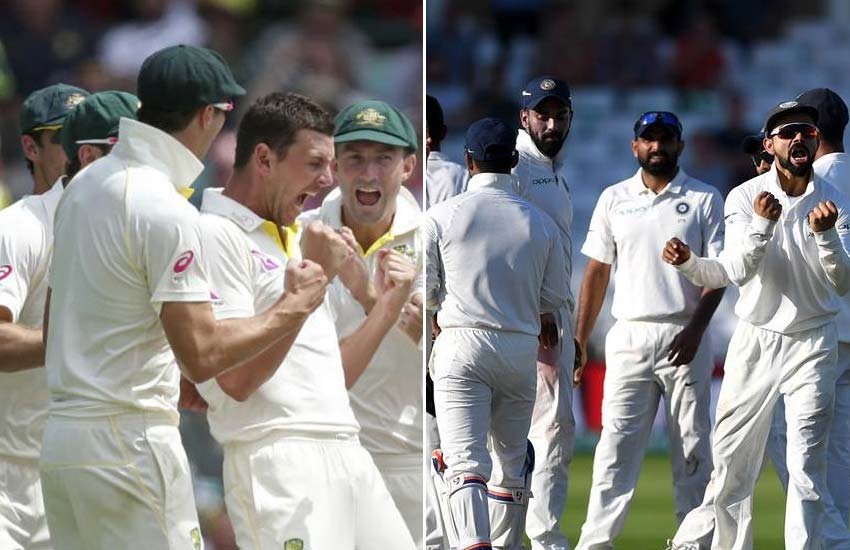 ऑस्ट्रेलिया और भारत की टीमें।