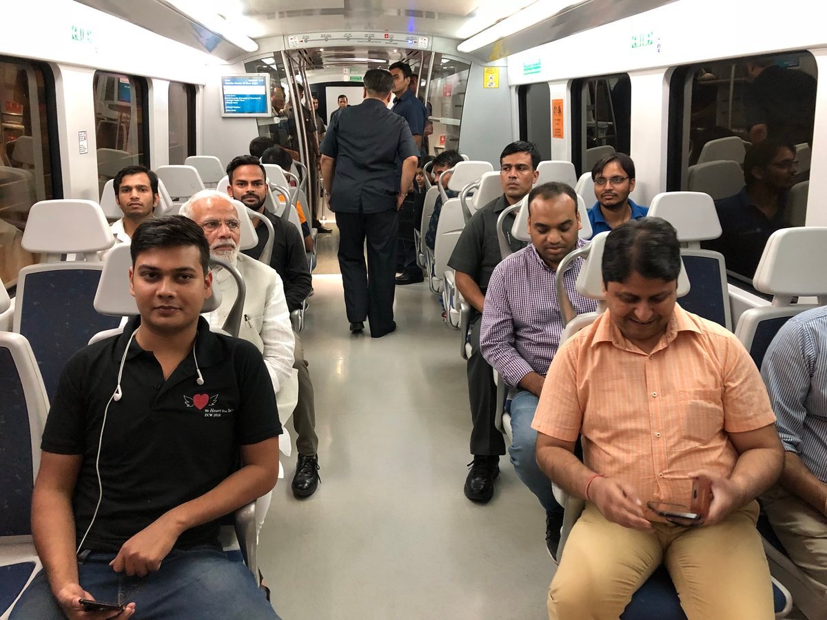 narendra modi metro ride, pm modi in delhi metro, delhi metro express line, dhaula kuan to dwarka metro, IICC foundation