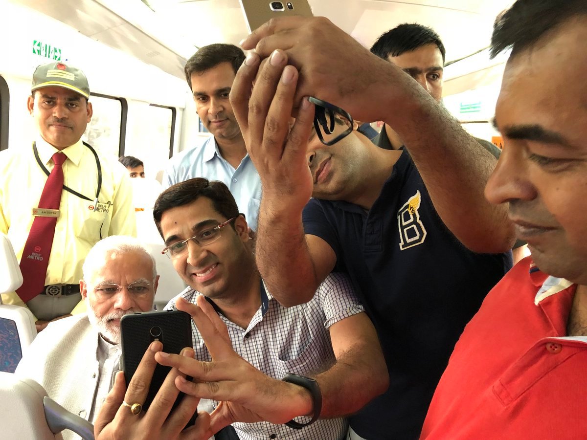 narendra modi metro ride, pm modi in delhi metro, delhi metro express line, dhaula kuan to dwarka metro, IICC foundation