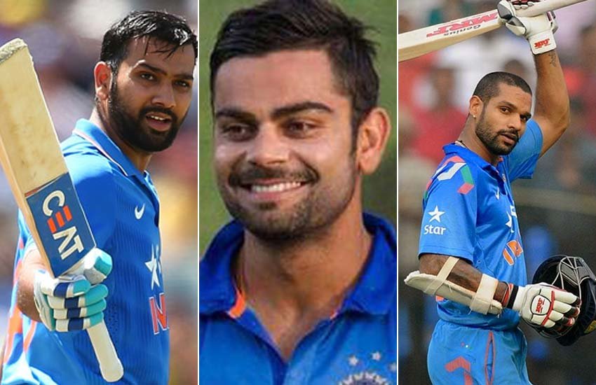 रोहित शर्मा, विराट कोहली और शिखर धवन।
