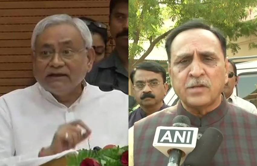 बिहार के मुख्यमंत्री नीतीश कुमार ने गुजरात के सीएम विजय रूपाणी से बात की। (फोटो- एएनआई)