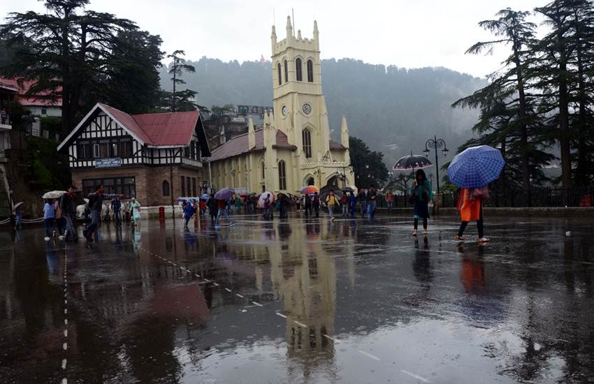 Rain in Shimla on Friday. Express Photo by Pradeep Kumar. 13.07.2018.