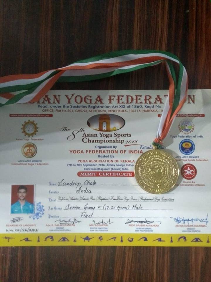 Gunner Sandeep Chate, indian army, Yoga Sports Championship 2018, Yoga Sports Championship 2018 held at Trivandrum, Fitness For Life, Indian Army bagged Gold Medal