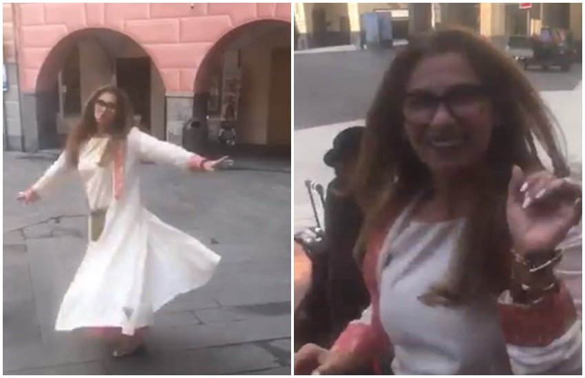 डिंपल कपाड़िया इटली की सड़कों में डांस करते हुए 
सोर्स : ट्विटर