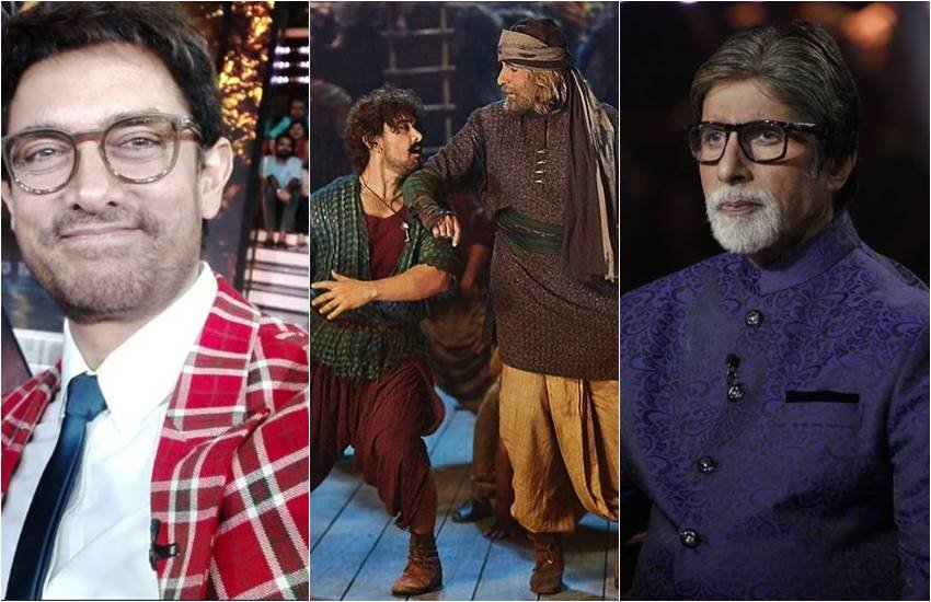 सुपरस्टार आमिर खान और महानायक अमिताभ बच्चन (फोटोसोर्स: @KBC/@Thugs Of Hindostan) 