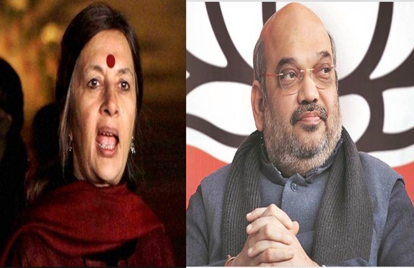 वृंदा करात और अमित शाह, फोटो सोर्स- इंडियन एक्सप्रेस