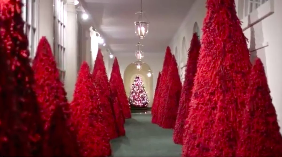 christmas, white house, melania trump, donald trump, red, trees, national christmas tree"