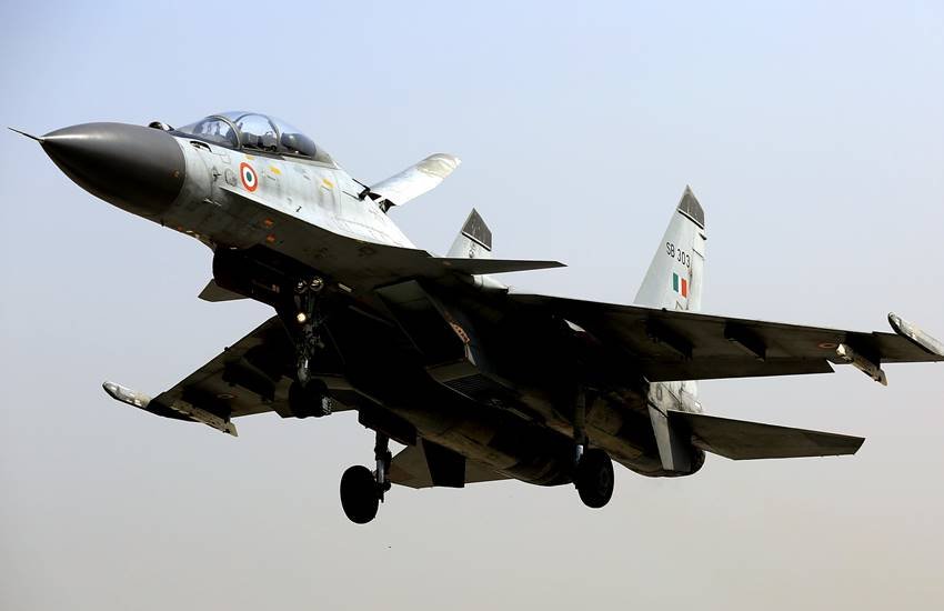 वायु सेना की ड्रिल के दौरान सुखोई Su-30MKI लड़ाकू विमान। (Express File Photo by Vishal Srivastava)