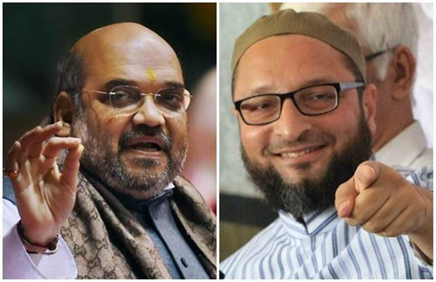 भाजपा अध्यक्ष अमित शाह और AIMIM नेता असदुद्दीन ओवैसी।