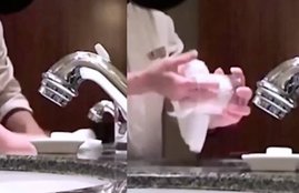 Viral Video, houskeeping staff, clean washroom, dringing water, glass cleaning, towel, about 5 Star Hotel Hall, 5 Star Hotel Hall, 5 Star Hotel Hall china, 5 Star Hotel Hall cleaning