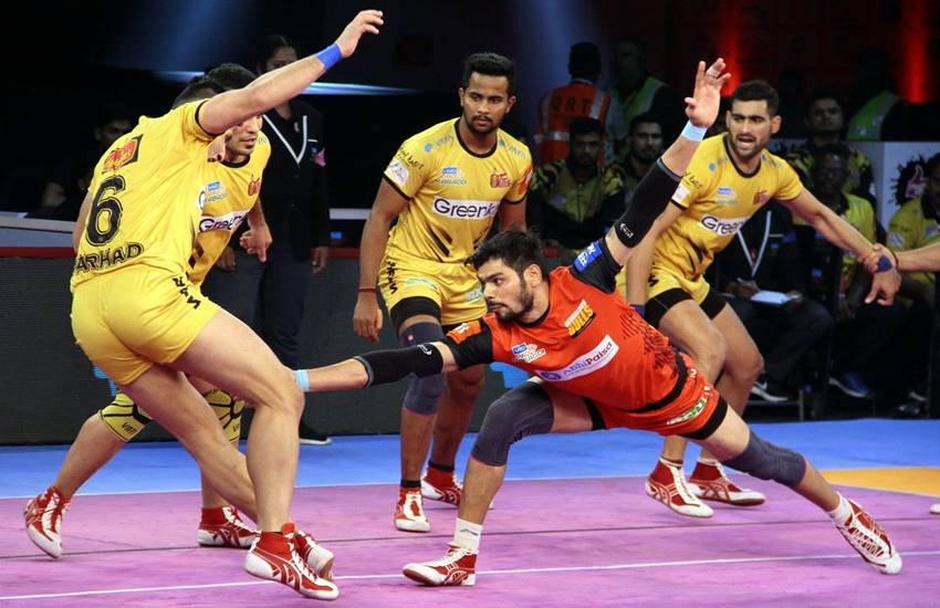 Pro Kabaddi 2018, Bengaluru Bulls vs Telugu Titans: बेंगलुरु बुल्स बनाम तेलुगू टाइटंस। (Image Source: Twitter/@ProKabaddi)